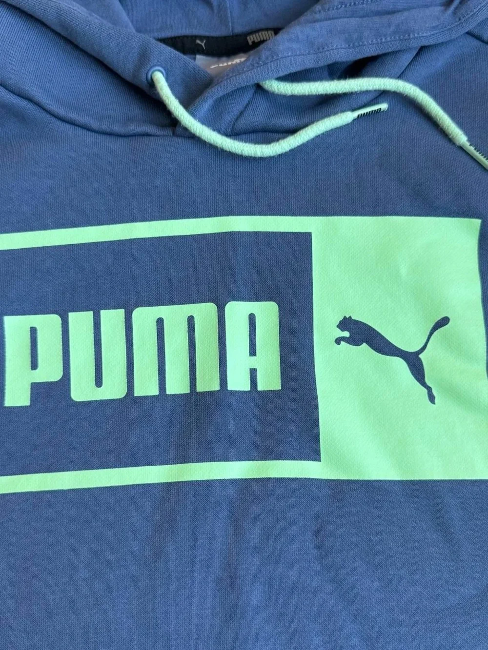 Mens Classic Athletic Puma Blue  Pullover Hoodie Sweater Size Large